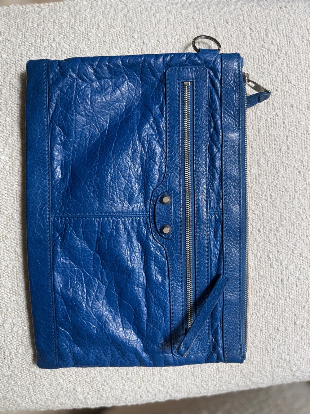 Balenciaga Electric Blue Leather Zip Pouch - Picture 3 of 5